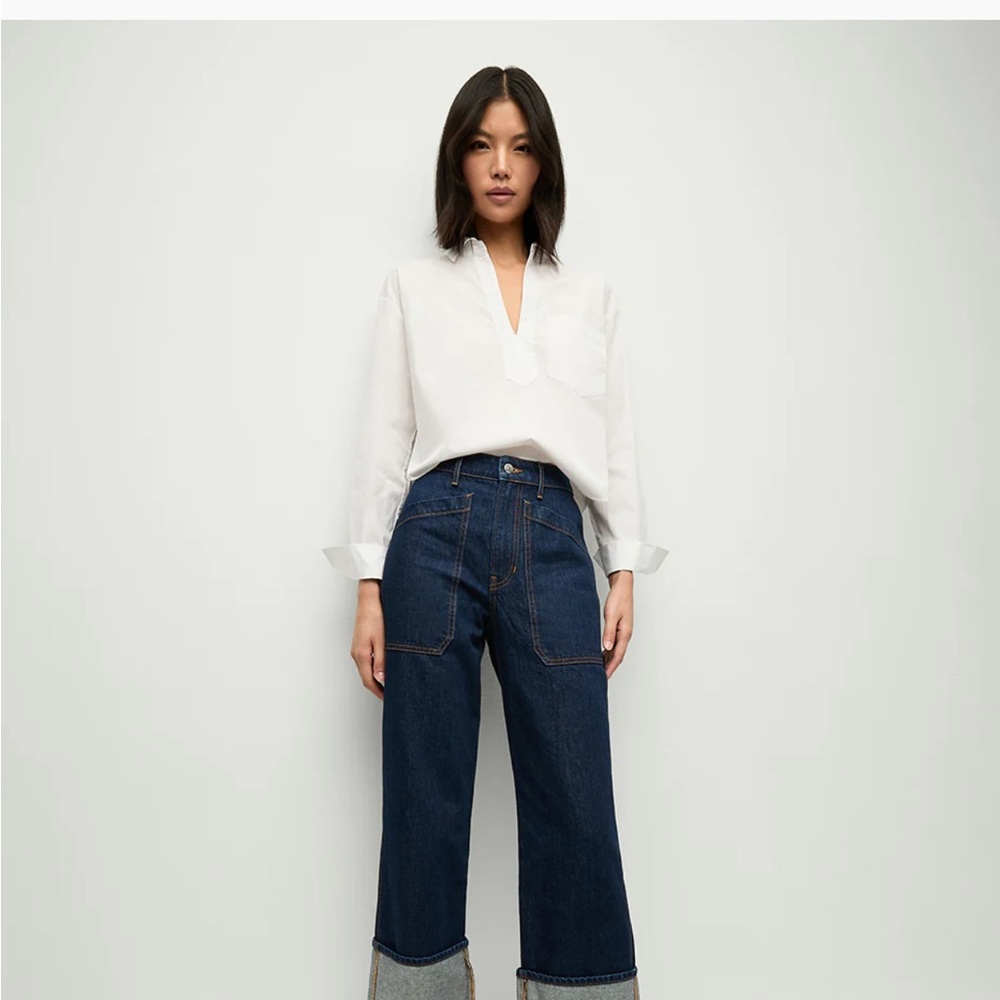 Veronica Beard Dylan Cuffed Cargo Straight-Leg Jean